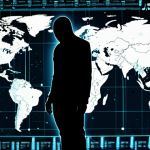 **
    Global cyber warfare. A complex network of digital data streams and shadowy figures infiltrating critical infrastructure and social media interfaces. Traditional physical conflict symbols (explosions, masked faces) subtly blend into abstract cyber icons and propaganda visuals. An adapting, amorphous ideological "organism" made of glowing data flows spreads across a world map, illustrating blurred boundaries between physical and virtual threats. Dark, futuristic, high-tech aesthetic with a sense of pervasive, evolving danger.

2.  **Prompt for