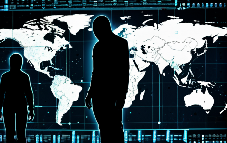 **
Global cyber warfare. A complex network of digital data streams and shadowy figures infiltrating critical infrastructure and social media interfaces. Traditional physical conflict symbols (explosions, masked faces) subtly blend into abstract cyber icons and propaganda visuals. An adapting, amorphous ideological "organism" made of glowing data flows spreads across a world map, illustrating blurred boundaries between physical and virtual threats. Dark, futuristic, high-tech aesthetic with a sense of pervasive, evolving danger.
2. **Prompt for